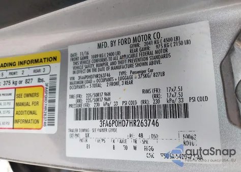 2017 Ford Fusion Se from USA, damaged, VIN 3FA6P0HD7HR263746